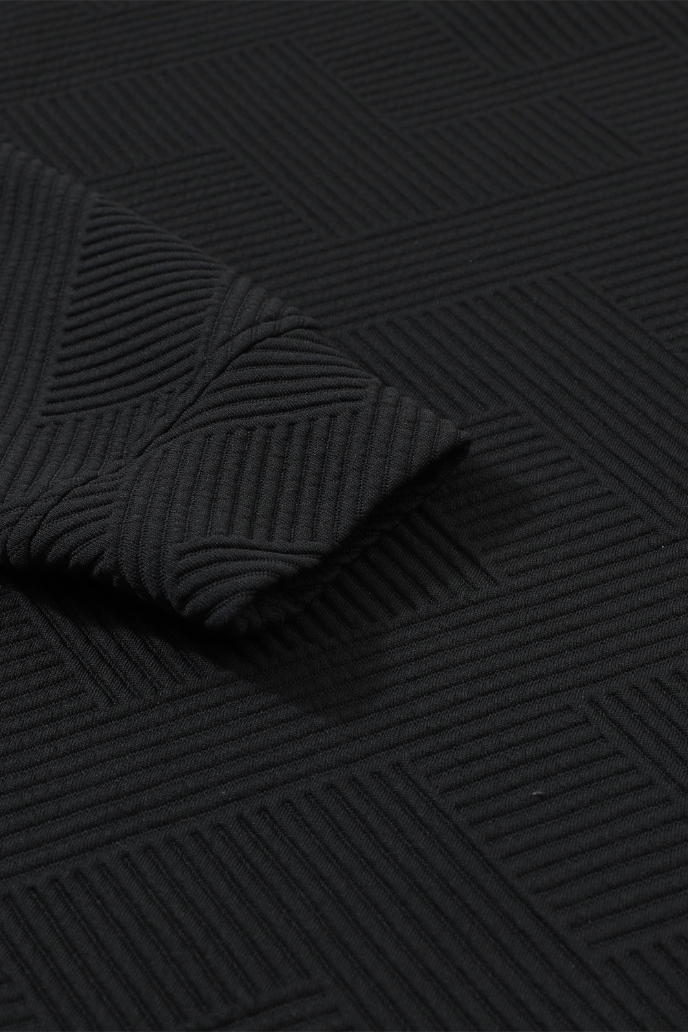 Ensemble Noir Texturé Ample Décontracté Haut à Manches Longues et Pantalon