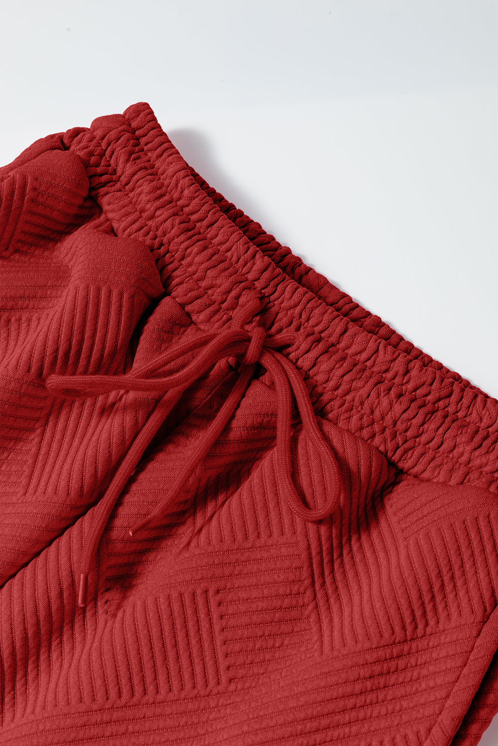 Ensemble Dahlia Rouge Texturé Ample Décontracté Haut à Manches Longues et Pantalon