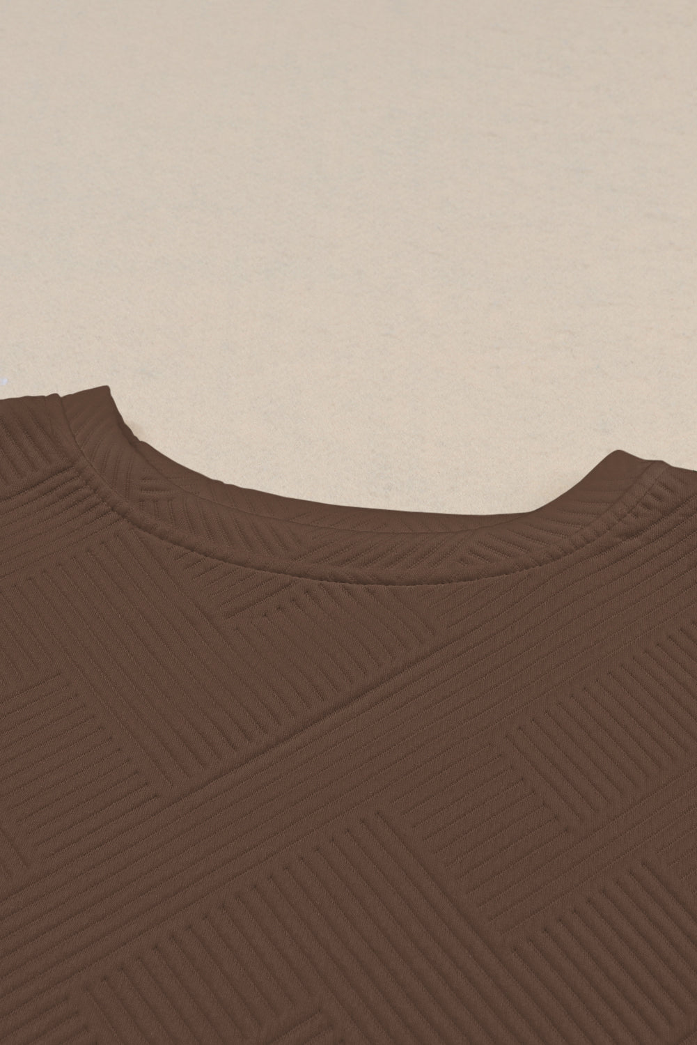 Ensemble Marron Foncé Texturé Ample Décontracté Haut à Manches Longues et Pantalon