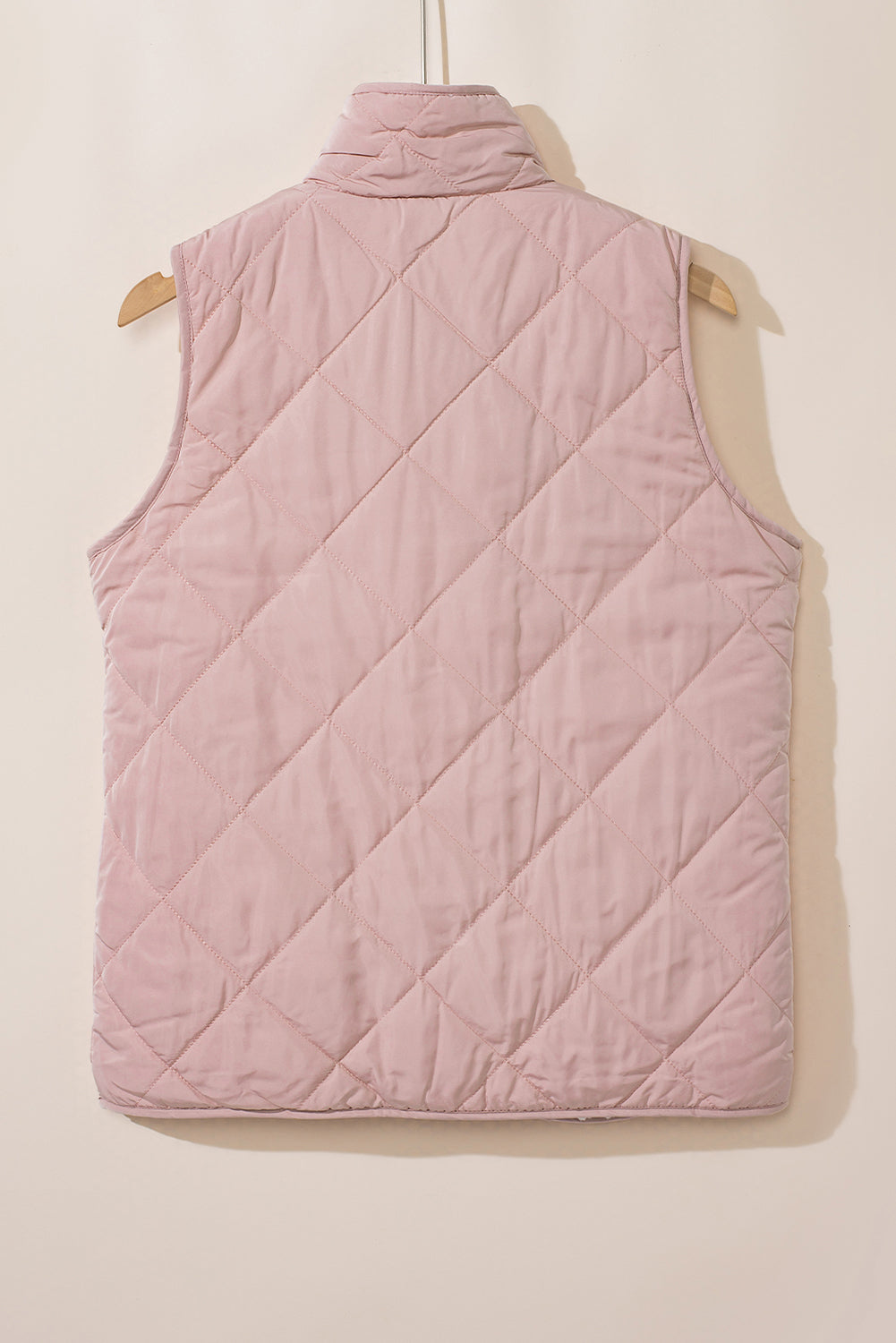 Gilet Sans Manches Matelassé Rose Doublé Polaire avec Zip