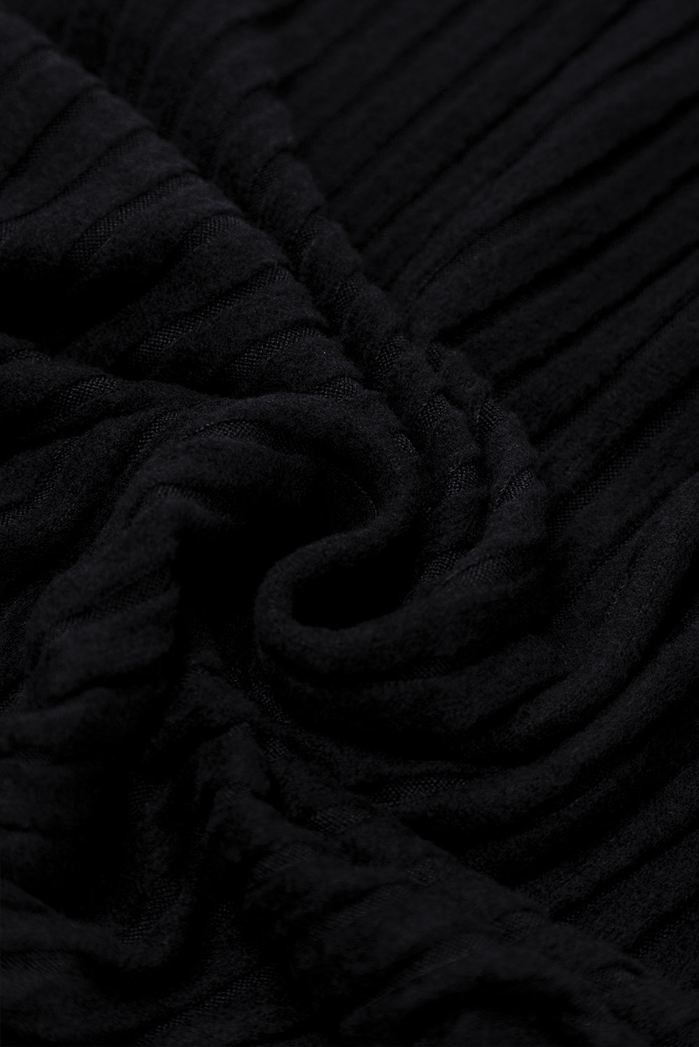 Combinaison Noire Côtelée à Trou de Serrure Manches Courtes Jambes Larges