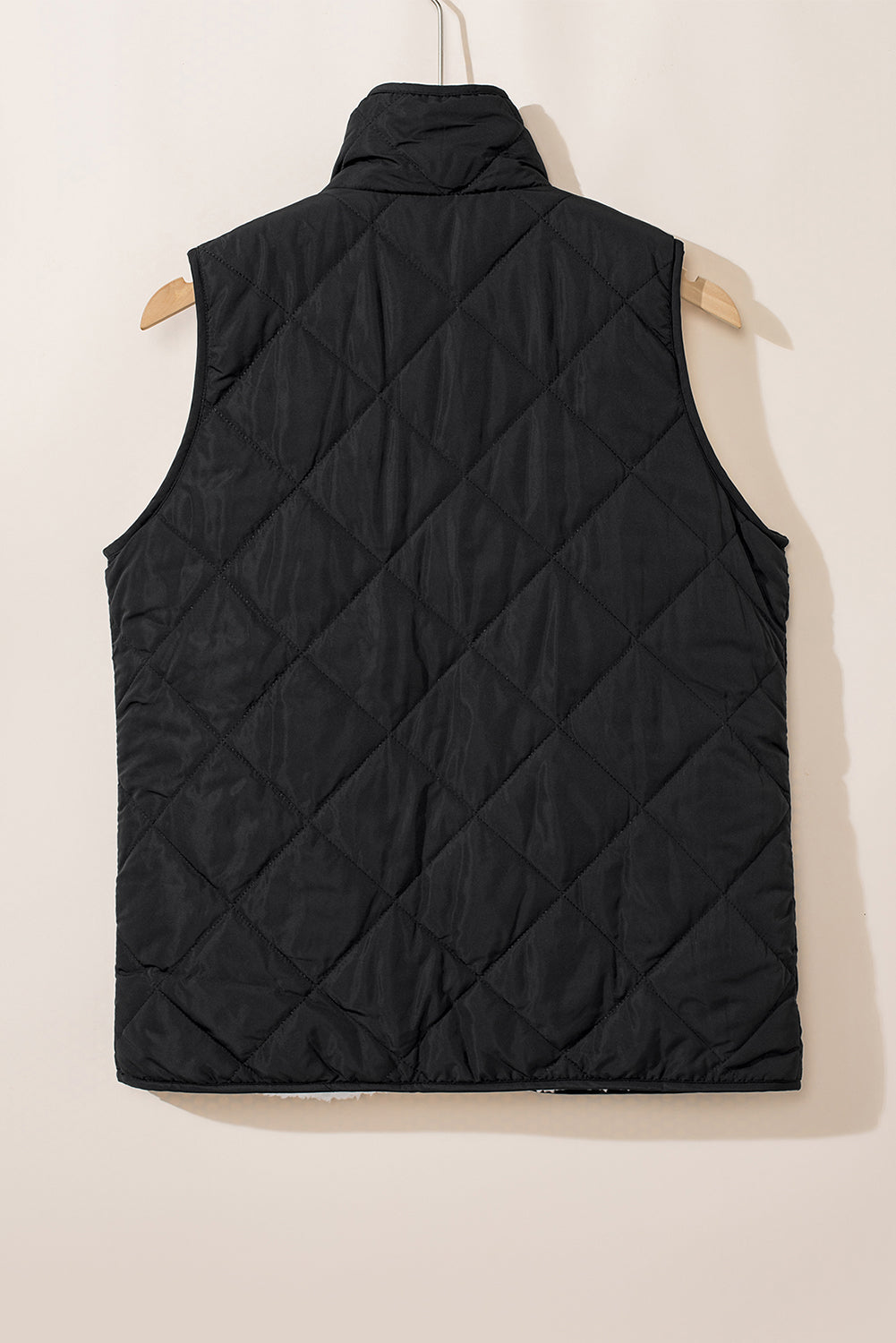 Gilet Sans Manches Matelassé Noir Doublé Polaire avec Zip