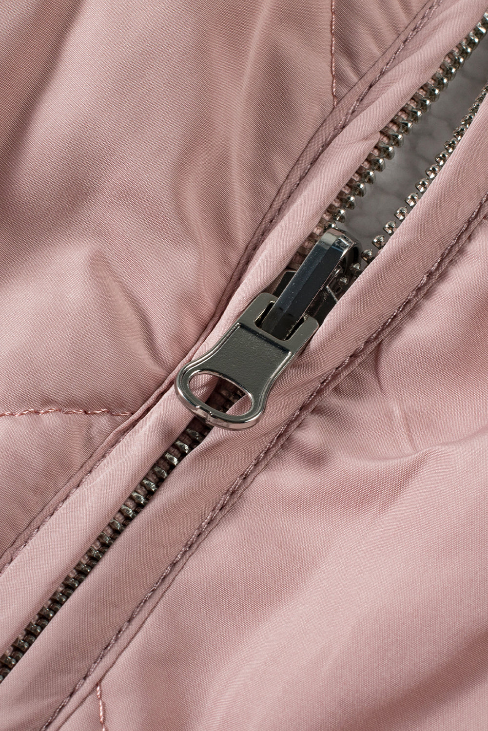 Gilet Sans Manches Matelassé Rose Doublé Polaire avec Zip