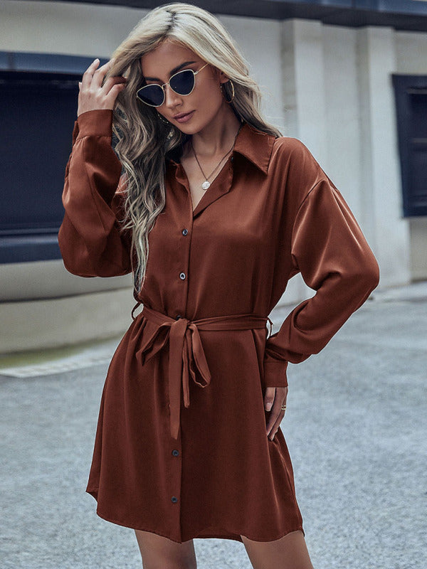 Robe Manches Longues Style Français Décontracté Chic