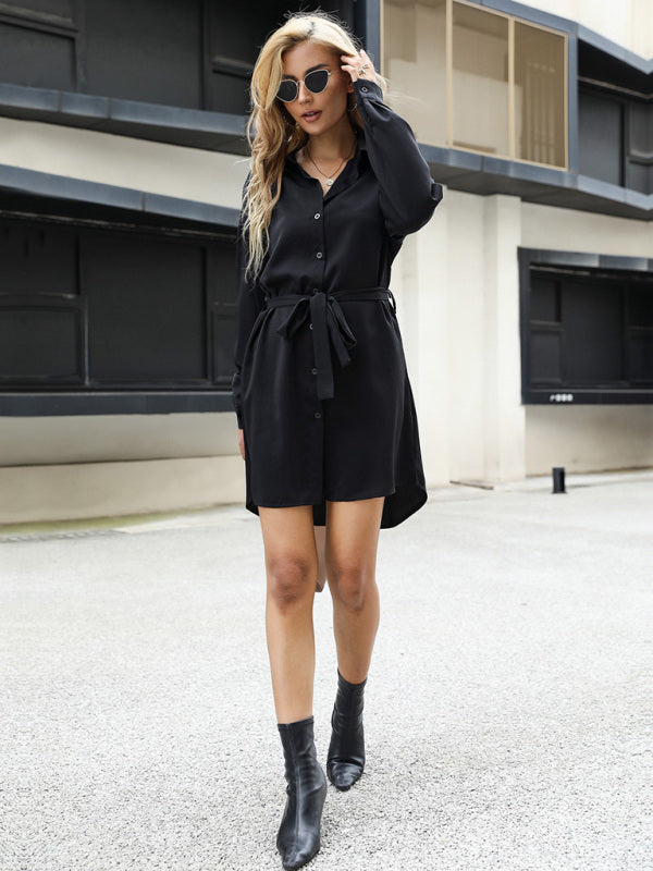 Robe Manches Longues Style Français Décontracté Chic