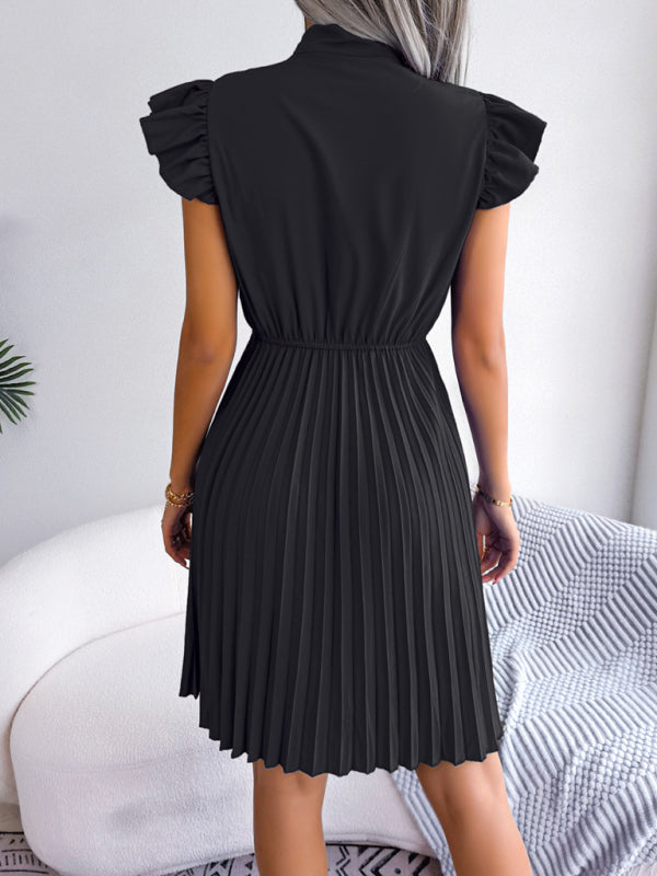 Robe Plissée Femme à Taille Nouée Élégante