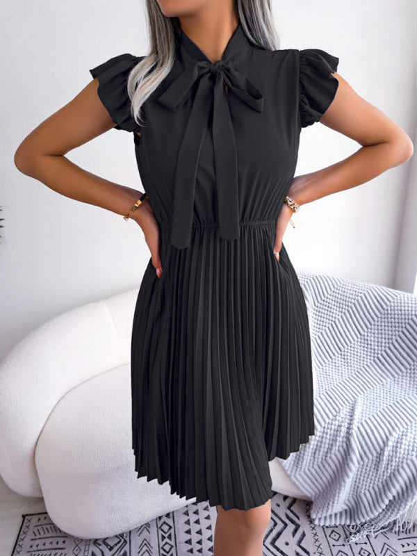Robe Plissée Femme à Taille Nouée Élégante
