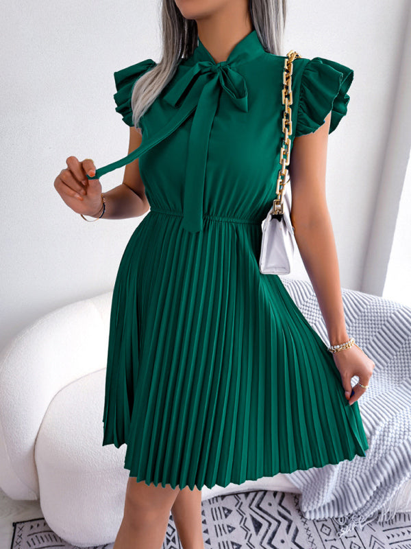 Robe Plissée Femme à Taille Nouée Élégante