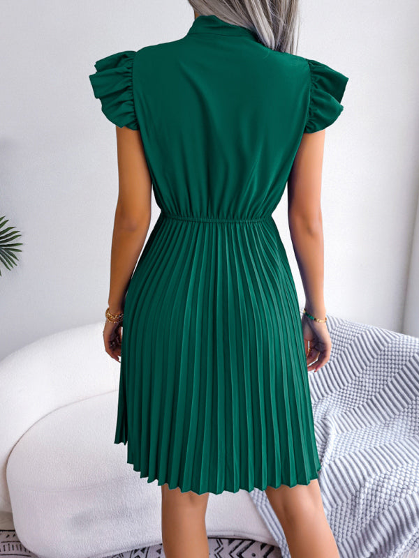 Robe Plissée Femme à Taille Nouée Élégante