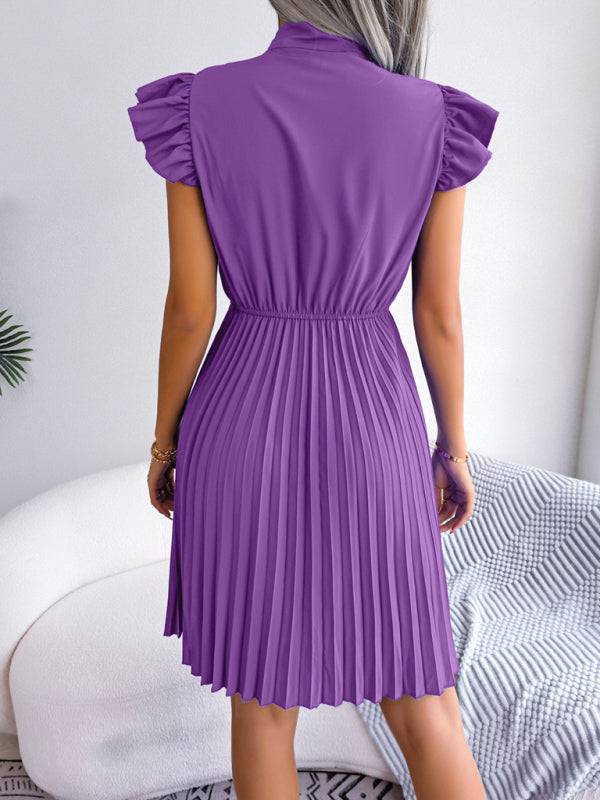 Robe Plissée Femme à Taille Nouée Élégante