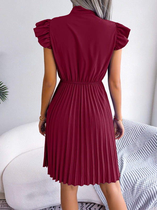 Robe Plissée Femme à Taille Nouée Élégante