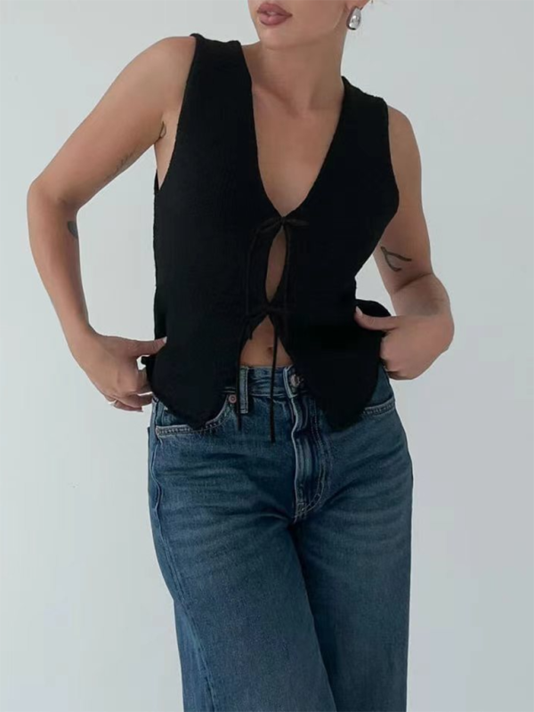 Gilet Sans Manches en Laine Tressée Tendance et Confortable