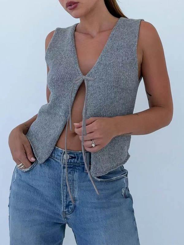 Gilet Sans Manches en Laine Tressée Tendance et Confortable