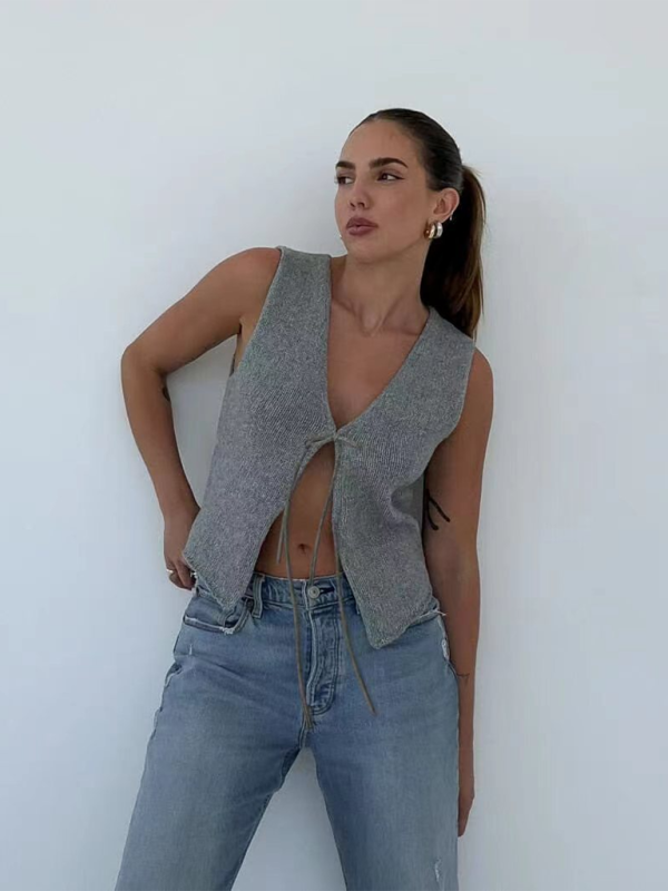 Gilet Sans Manches en Laine Tressée Tendance et Confortable