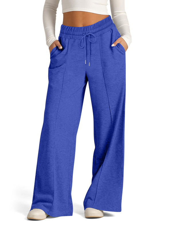 Jogging/Pantalon Décontracté Femme Tie-Dye Couleur Unie Taille Haute Jambes Larges Mode