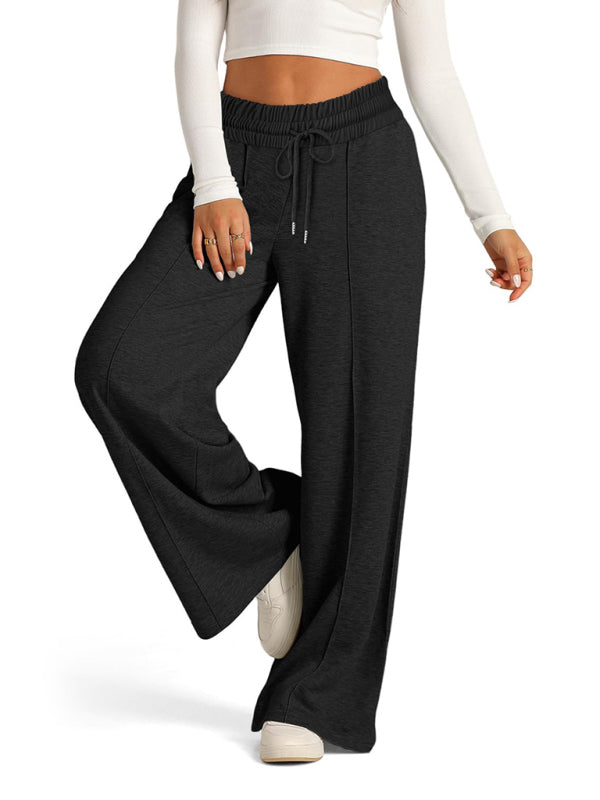 Jogging/Pantalon Décontracté Femme Tie-Dye Couleur Unie Taille Haute Jambes Larges Mode