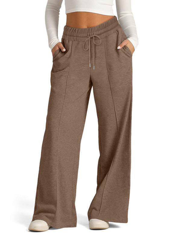 Jogging/Pantalon Décontracté Femme Tie-Dye Couleur Unie Taille Haute Jambes Larges Mode