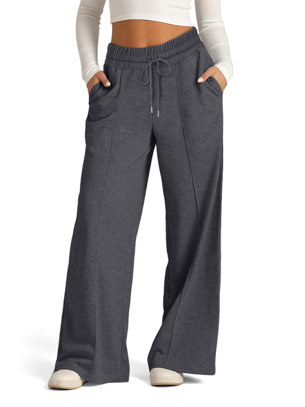Jogging/Pantalon Décontracté Femme Tie-Dye Couleur Unie Taille Haute Jambes Larges Mode