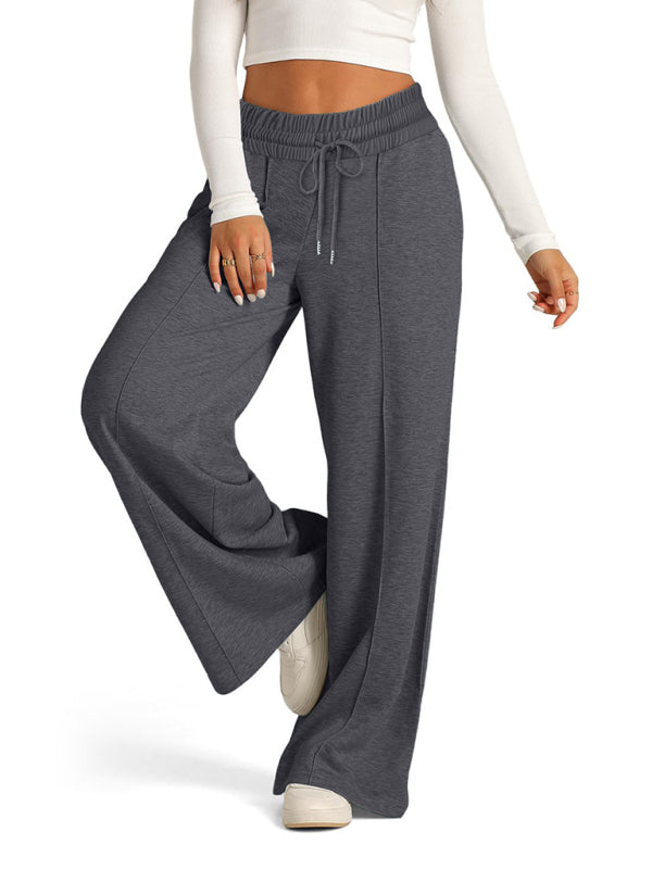 Jogging/Pantalon Décontracté Femme Tie-Dye Couleur Unie Taille Haute Jambes Larges Mode