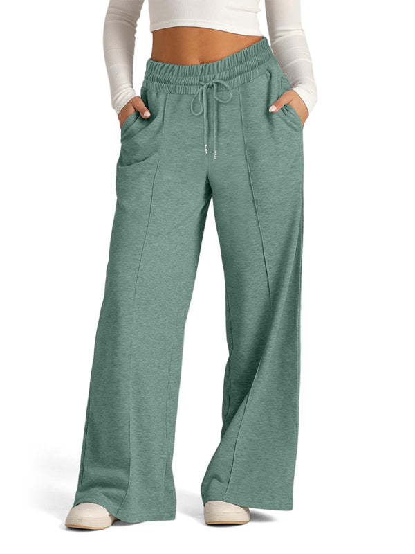 Jogging/Pantalon Décontracté Femme Tie-Dye Couleur Unie Taille Haute Jambes Larges Mode