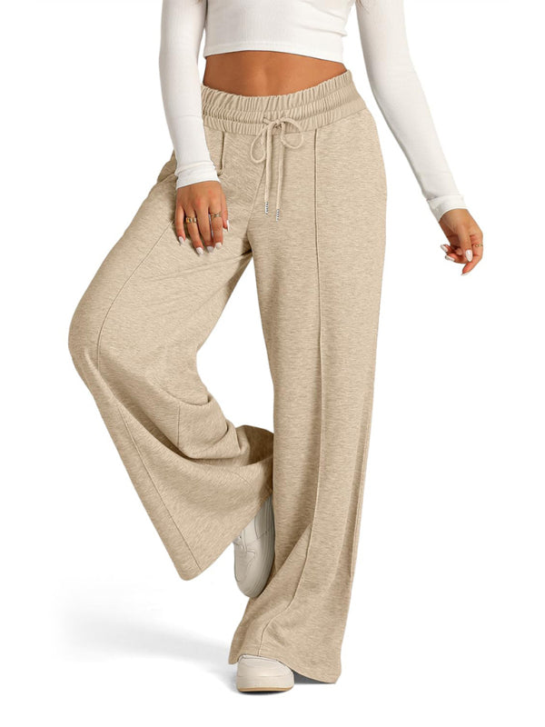 Jogging/Pantalon Décontracté Femme Tie-Dye Couleur Unie Taille Haute Jambes Larges Mode