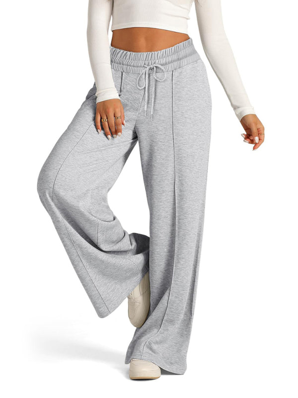 Jogging/Pantalon Décontracté Femme Tie-Dye Couleur Unie Taille Haute Jambes Larges Mode