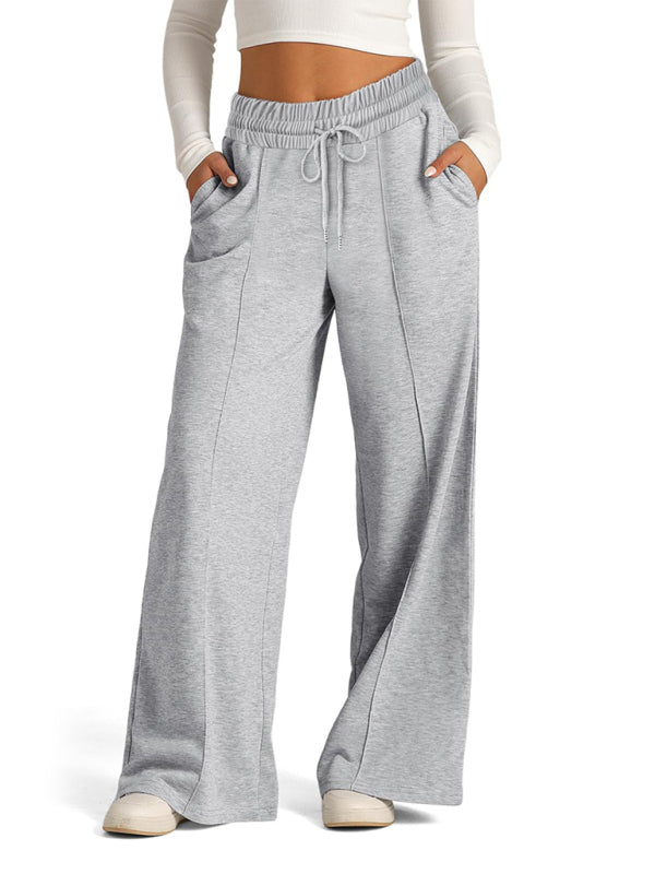Jogging/Pantalon Décontracté Femme Tie-Dye Couleur Unie Taille Haute Jambes Larges Mode