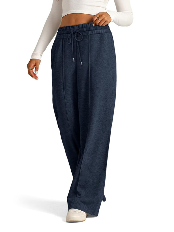 Jogging/Pantalon Décontracté Femme Tie-Dye Couleur Unie Taille Haute Jambes Larges Mode