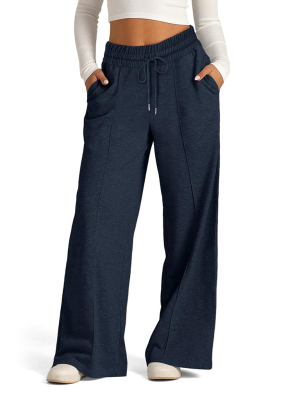 Jogging/Pantalon Décontracté Femme Tie-Dye Couleur Unie Taille Haute Jambes Larges Mode