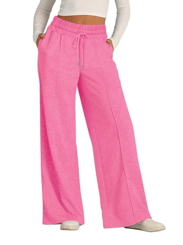 Jogging/Pantalon Décontracté Femme Tie-Dye Couleur Unie Taille Haute Jambes Larges Mode