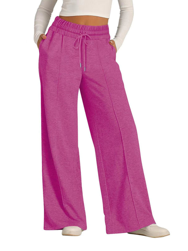 Jogging/Pantalon Décontracté Femme Tie-Dye Couleur Unie Taille Haute Jambes Larges Mode