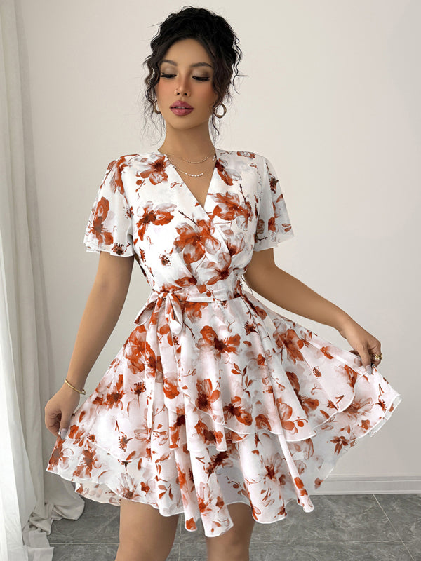 Mini Robe Imprimée Décolleté V Profond