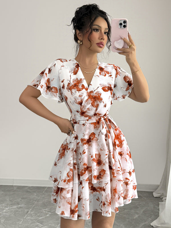 Mini Robe Imprimée Décolleté V Profond