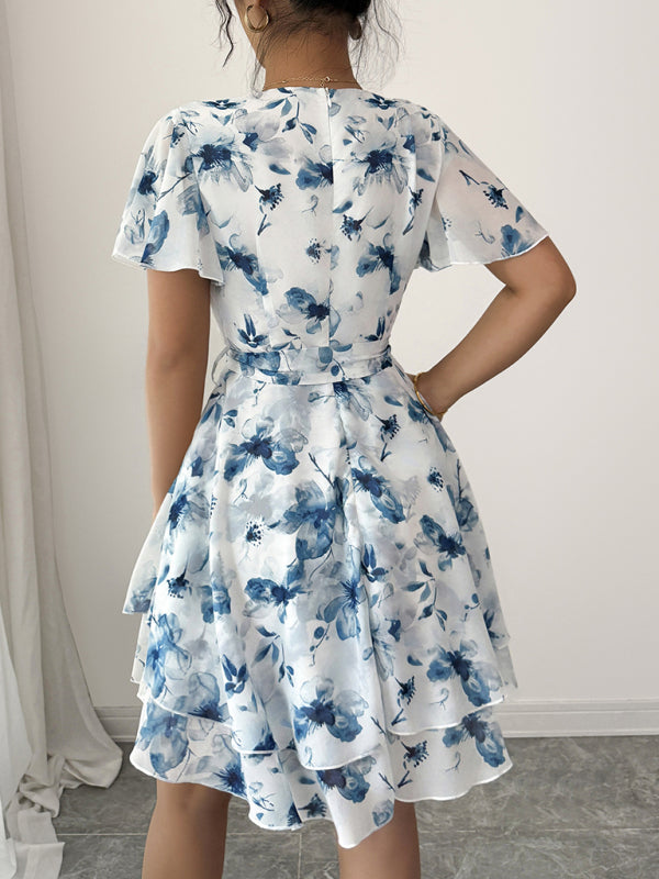 Mini Robe Imprimée Décolleté V Profond