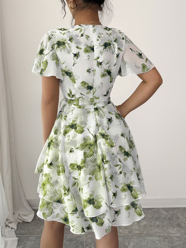 Mini Robe Imprimée Décolleté V Profond