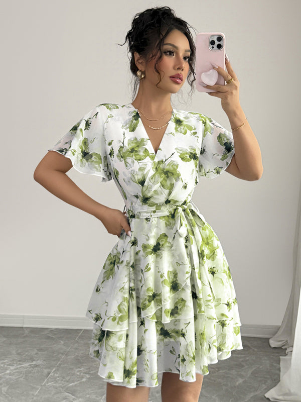 Mini Robe Imprimée Décolleté V Profond