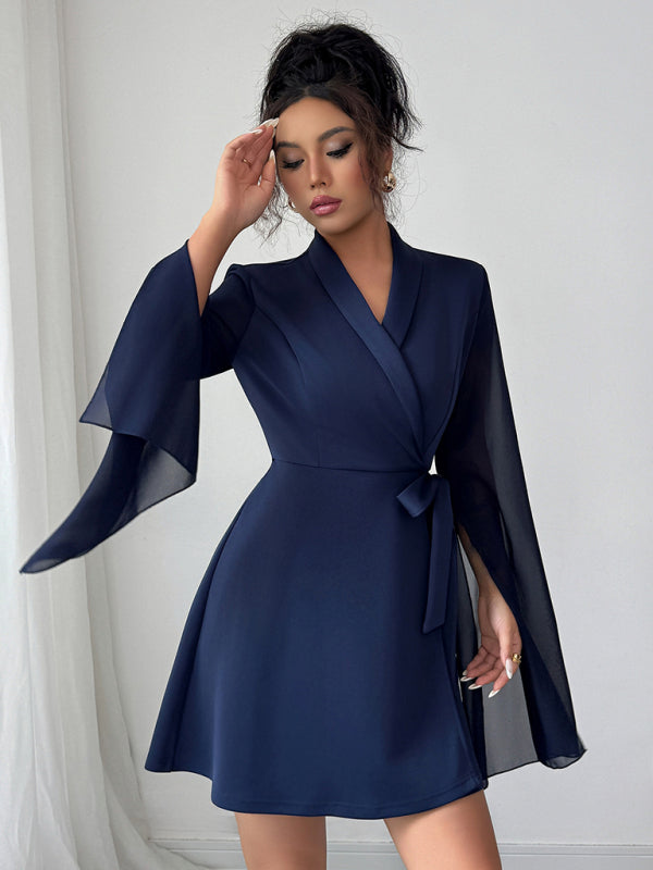 Robe Élégante Manches Longues à Nouer