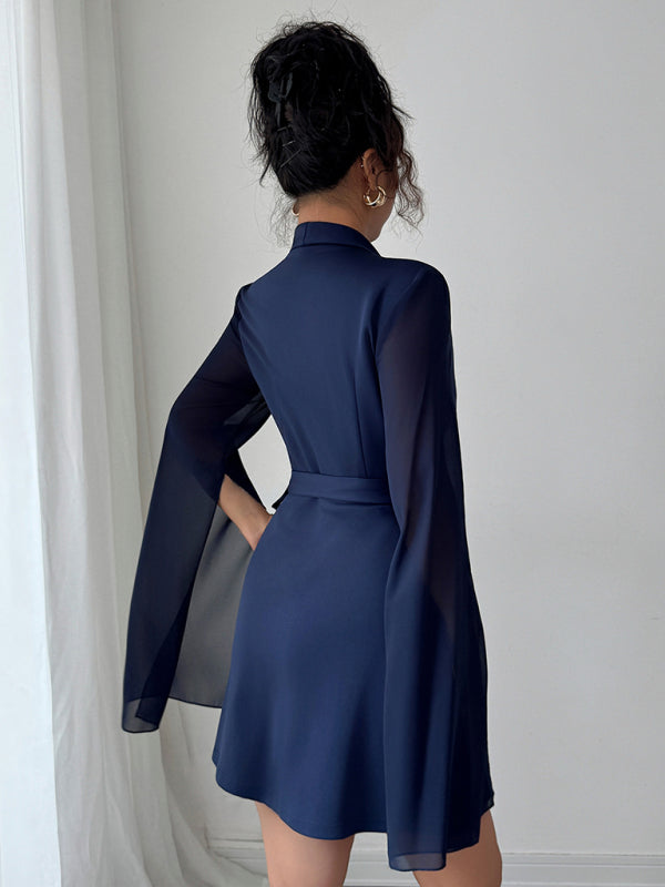 Robe Élégante Manches Longues à Nouer