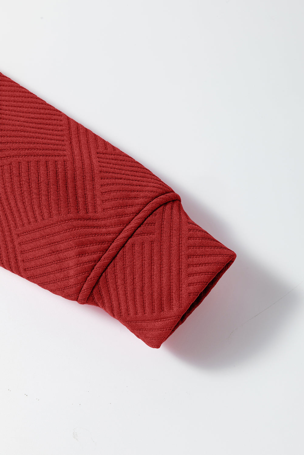Ensemble Dahlia Rouge Texturé Ample Décontracté Haut à Manches Longues et Pantalon