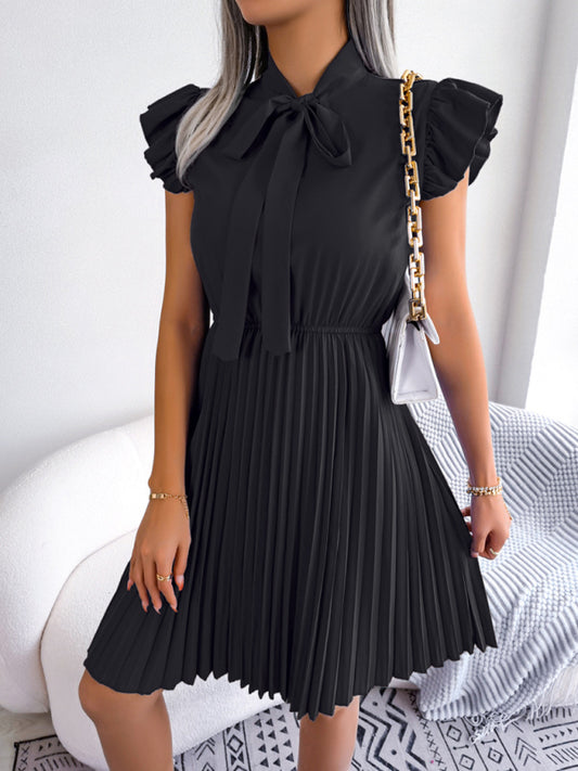 Robe Plissée Femme à Taille Nouée Élégante