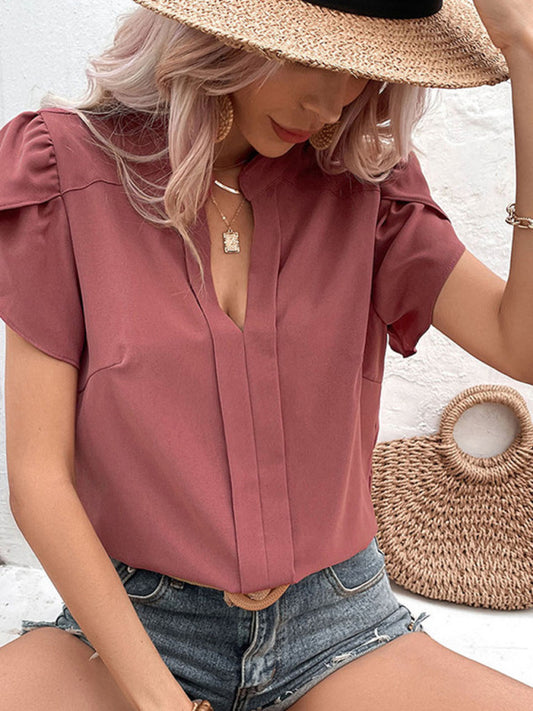 Pull Femme Col V Rouge Tendance