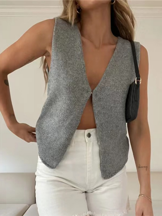 Gilet Sans Manches en Laine Tressée Tendance et Confortable
