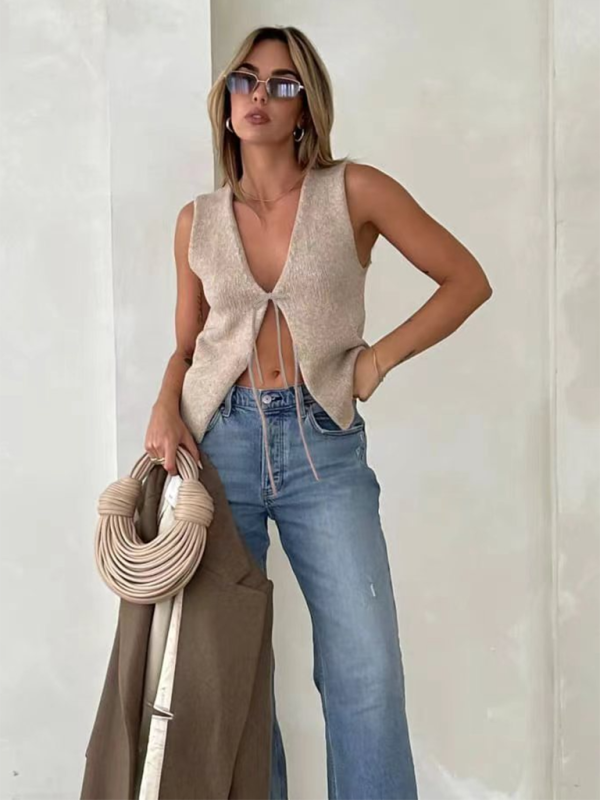 Gilet Sans Manches en Laine Tressée Tendance et Confortable