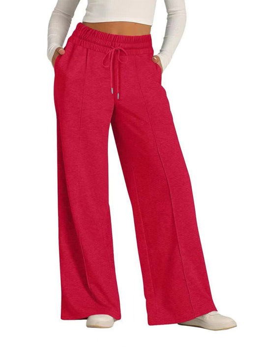 Jogging/Pantalon Décontracté Femme Tie-Dye Couleur Unie Taille Haute Jambes Larges Mode