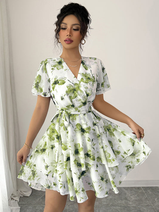 Mini Robe Imprimée Décolleté V Profond