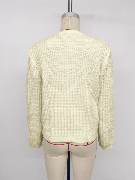 Cardigan Décontracté Boutons Métalliques Couleur Unie Veste Pull